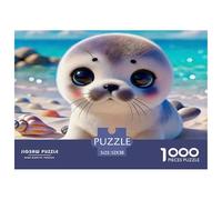 Seal 1000 Piece for Adults Teens: Cute Seal Pup on Sandy Beach Educational Game for Wall Decoration 52x38cm/1000pcs