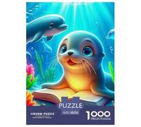 Seal 1000 Pieces Cute Ocean Animal Paper Jigsaw Puzzle - Summer Holiday Educational Game for Adults & Kids | 38x26cm/1000pcs