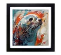 Seal Abstract Expressionism No.2 Framed Wall Art Print, Ready to Hang Picture for Living Room Bedroom Home Office, Black 18 x 18 Inch (45 x 45 cm)