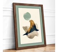 Seal Among Currents Boho Framed Wall Art Print A4 Walnut