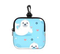 Seal and Walrus Pattern, Square Zipper Storage Bag, Neoprene Coin Purse, Small Wallets, Change Pouch, Change Purse