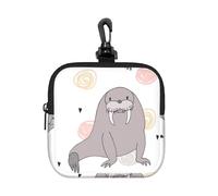 Seal and Walrus Pattern, Square Zipper Storage Bag, Neoprene Coin Purse, Small Wallets, Change Pouch, Change Purse