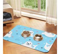 Seal And Walrus Pattern,Waterproof Pet Feeding Mat,PU Leather Placemats for Cat Dog Water Bowl,Food Mats,30x45cm