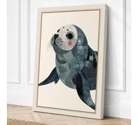 Seal at Rest Coastal Canvas Wall Art Print 36x24 Inch (91 x 61 cm)