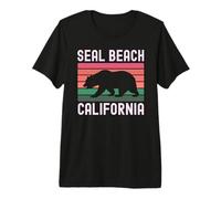 Seal Beach California Retro Vintage Bear Beach Coast 562 Premium T-Shirt