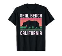 Seal Beach California Retro Vintage Bear Beach Coast 562 T-Shirt