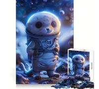 Seal Cosmonaut in Space Jigsaw Puzzle 1000 Piece for Teenagers Logic Train Toy Light Relax Smooth Cut Wall Art Decor (38x26cm)