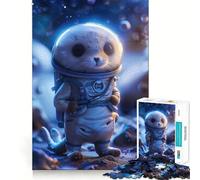 Seal Cosmonaut in Space Jigsaw Puzzle 1000 Piece for Teenagers Logic Train Toy Light Relax Smooth Cut Wall Art Decor (38x26cm)