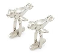 Seal Cufflinks - Onyx Art CK511 Sea Life Novelty Gift Cuff Links In Premier Life Packaging