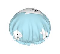 Seal Cute Animal Pattern Sea,Shower Cap Nightcap Double Layer Waterproof Elastic Bath Cap Reusable Hair Cap