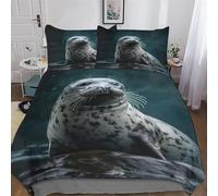 Seal Duvet Cover Set, Bedding Linen Set, Ultra Soft Comforter Cover with Zipper Closure 2 Pieces, Quilt Cover with Pillowcase for Kids, Youth And Adult Single (135x200cm)