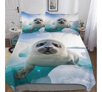 Seal Duvet Cover Set Microfiber Bedding Set Quilt Cover 2 Pieces with Pillowcases For Boys Girls Comforter Cover Single(135x200cm)