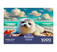 Seal Educational Game Decompression 1000 Pieces Jigsaw Puzzle - Seal with Colorful Seashells for Adults Kids Home Activity52x38cm/1000pcs