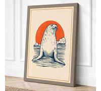 Seal Emerging at Dawn Coastal Canvas Wall Art Print 18x12 Inch