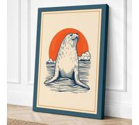 Seal Emerging at Dawn Coastal Canvas Wall Art Print 18x12 Inch
