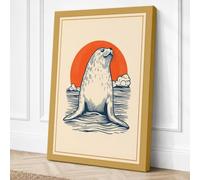 Seal Emerging at Dawn Coastal Canvas Wall Art Print 24x16 Inch