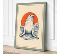 Seal Emerging at Dawn Coastal Canvas Wall Art Print 24x16 Inch