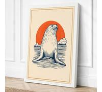 Seal Emerging at Dawn Coastal Canvas Wall Art Print 24x16 Inch