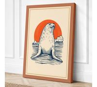 Seal Emerging at Dawn Coastal Canvas Wall Art Print 30x20 Inch