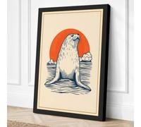 Seal Emerging at Dawn Coastal Canvas Wall Art Print 36x24 Inch