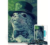 Seal in Clover Hat 1000 Piece Jigsaw Puzzle for Teenagers Logic Toy Group Play Precision Cut Thoughtful Gift (50x75cm)