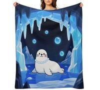 Seal in Ice Cave Flannel Throw Blanket Super Soft Lightweight Throw Blanket Fuzzy Comfy Flannel Blankets Warm Plush Throw Blankets for Couch Sofa Bed 30"x40"