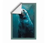 Seal in Teal Waters Coastal Unframed Wall Art Print A3 (42×29.7cm), Wall Decor for Living Room, Bedroom, Office & Home, Art Gift