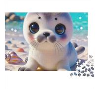 Seal Jigsaw Puzzle Ice Floe Mammal 1000 Pieces Matte Finish Thick Cardboard Group Activity Birthday Gift for Adults Family Advanced Teenagers 38x26cm/1000pcs