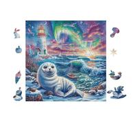 Seal Lighthouse 100-piece Jigsaw Puzzle Bundle Family Puzzle Lovers Brain Training Mindful Activity Spring Recycled Cardboard 28x28cm