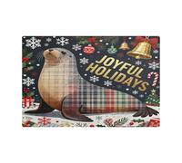 Seal Merry Christmas Navy Blue Leather Absorbent Coffee Mat Absorb Mat for Under Coffee Makers for Coffee Maker