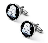 Seal Nice To Sea You Shirt Cufflinks for Men Cuff Links Tie Father Husband Wedding Business 1.7cm