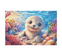 Seal Ocean Beach 1000 Piece Jigsaw Puzzle for Adults Jigsaw Weekend Get Together Activity Whimsical Design for Friends Stress Buster 1000 PCS