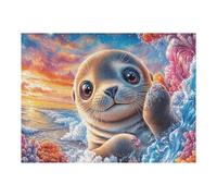 Seal Ocean Beach 500 Piece Jigsaw Puzzle for Adults Jigsaw Weekend Get Together Activity Whimsical Design for Friends Stress Buster 500 PCS