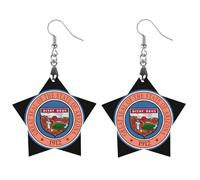 Seal of Arizona1 Novelty Women's Dangle Earrings Fashion Printed Wood Earring Drop Pendants Jewelry
