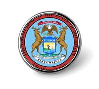 Seal of Michigan Round Pin Brooch Badge Button Stylish Aluminum Decorative for Clothes Backpacks Hats