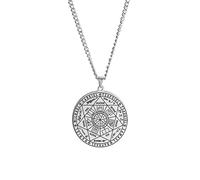 Seal of The 7 Archangels Pendant Necklace Keychain for Men St. Michael 7 Archangels Seal Spiritual Protection Amulet Medal Pagan Jewelry Women (7 Archangels necklace silver)