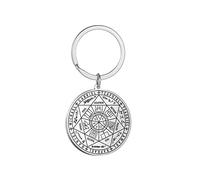 Seal of The 7 Archangels Pendant Necklace Keychain for Men St. Michael 7 Archangels Seal Spiritual Protection Amulet Medal Pagan Jewelry Women (7 Archangels keychain silver)