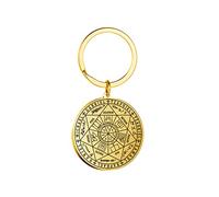 Seal of The 7 Archangels Pendant Necklace Keychain for Men St. Michael 7 Archangels Seal Spiritual Protection Amulet Medal Pagan Jewelry Women (7 Archangels keychain gold)