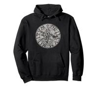 Seal of the Knights Templar Grey Distressed Print Pullover Hoodie