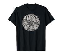 Seal of the Knights Templar Grey Distressed Print T-Shirt