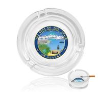 Seal of The State of Alaska Funny Glass Ashtray Round Decorative Smoking Ashtrays 3.3" for Home Office Indoor