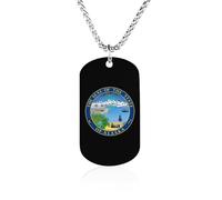 Seal of The State of Alaska Memory Necklace Jewelry Hip Hop Chain Pendant Statement Necklaces for Men Women 23.6in（60cm）