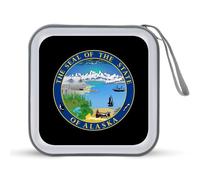 Seal of The State of Alaska Portable Zipper CD Case 40 Capacity DVD Collection Holder for Car Office Home Travel