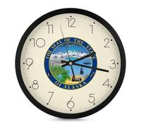 Seal of The State of Alaska Simple Wall Clock Silent Non Ticking Round Clocks for Office Home Kitchen Living Room