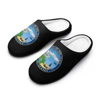 Seal of The State of Alaska Women's Cotton Slippers Indoor Outdoor House Shoes Warm Gift for Travel Bedroom Hotel 11-12（42-43）