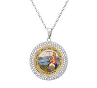 Seal of The State of California Personalized Picture Necklace Photo Pendant Custom Memorial Jewelry for Women