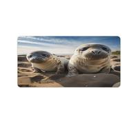 Seal on The Beach Mouse Pad Non-Slip Large,Desk Mat Easy Clean 23.6" X 11.8",Desk Pad for Mouse, Writing Desk, Office, Home, Laptop