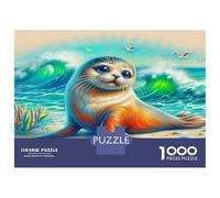 Seal Premium Paper Seal on Beach Vibrant Waves DIY Jigsaw Puzzle Decorative Stress Relief 52x38cm/1000pcs