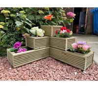 Seal Products Ltd 3 Tier Garden Patio Decking Corner Planter Treated Timbe Flowers not Included