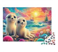 Seal Pup Beach Puzzles 1000 Piece for Adults Jigsaw Puzzle Game for The Whole 52x38cm